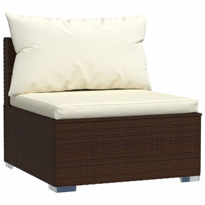 vidaXL 9-piece Garden Lounge Set with Cushions Brown Poly Rattan