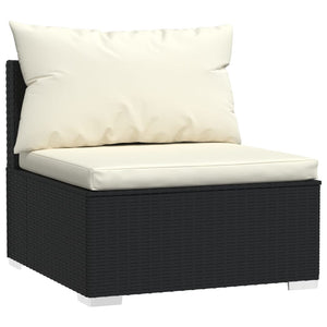 vidaXL 11-Piece Garden Lounge Set with Cushions Black Poly Rattan
