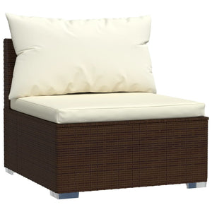 vidaXL 7-Piece Garden Lounge Set with Cushions Brown Poly Rattan