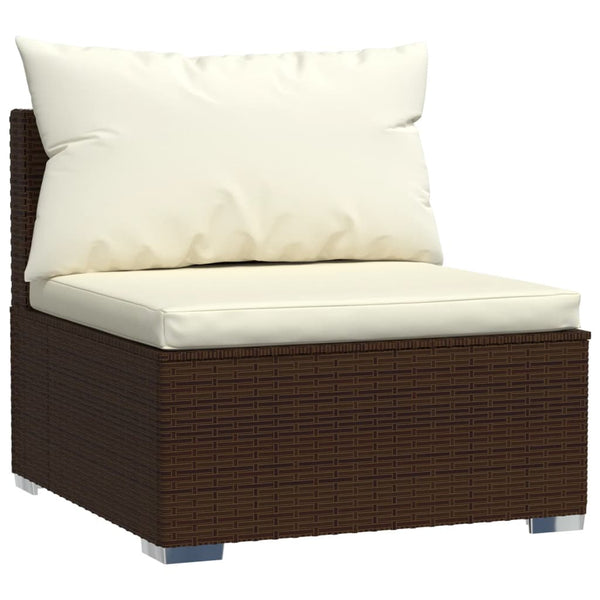 vidaXL 7-Piece Garden Lounge Set with Cushions Brown Poly Rattan