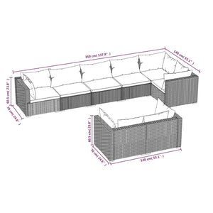 vidaXL 8-piece Garden Lounge Set with Cushions Black Poly Rattan