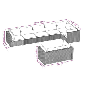 vidaXL 8-piece Garden Lounge Set with Cushions Black Poly Rattan