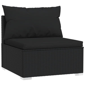 vidaXL 10-Piece Garden Lounge Set with Cushions Black Poly Rattan