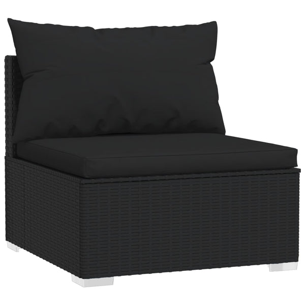 vidaXL 10-Piece Garden Lounge Set with Cushions Black Poly Rattan