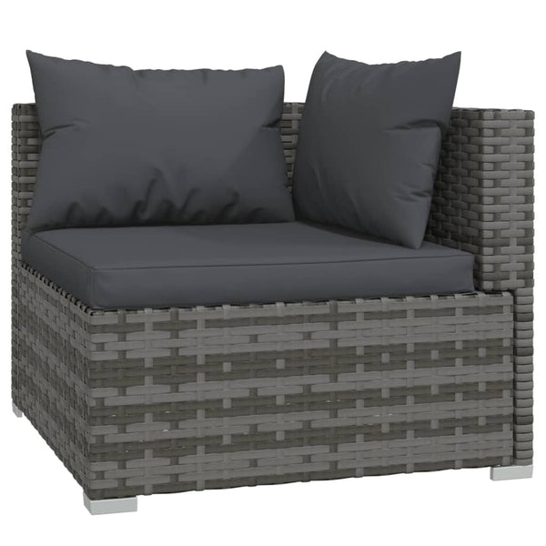 vidaXL 10-piece Garden Lounge Set with Cushions Grey Poly Rattan