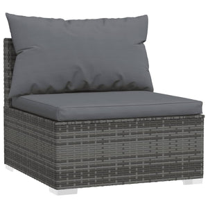 vidaXL 10-piece Garden Lounge Set with Cushions Grey Poly Rattan
