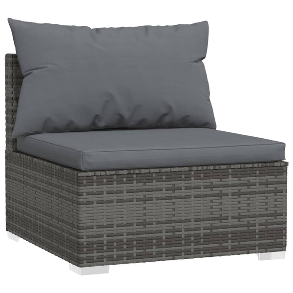 vidaXL 10-piece Garden Lounge Set with Cushions Grey Poly Rattan