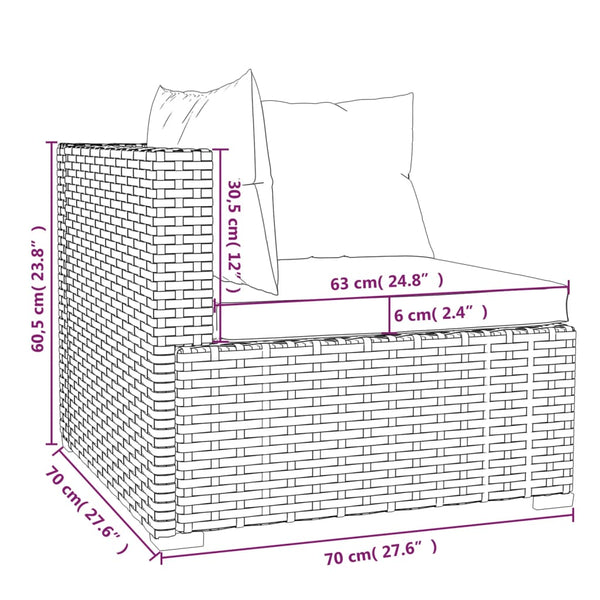vidaXL 8-Piece Garden Lounge Set with Cushions Poly Rattan Brown