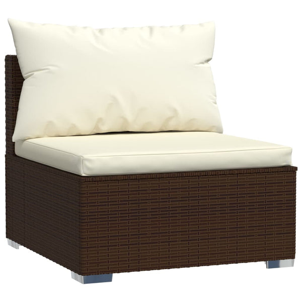 vidaXL 10-Piece Garden Lounge Set with Cushions Poly Rattan Brown