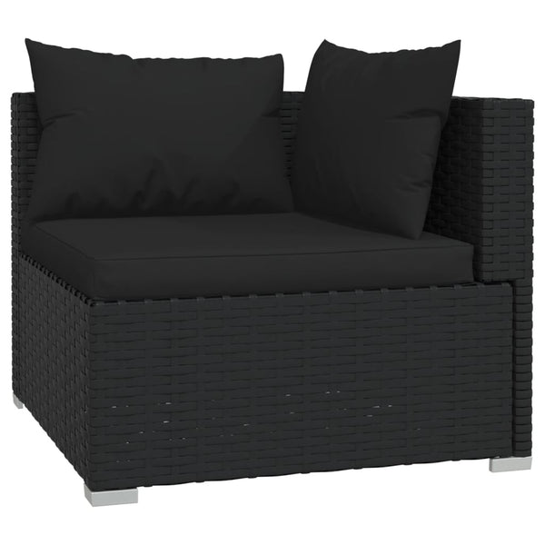 vidaXL 11-Piece Garden Lounge Set with Cushions Poly Rattan Black