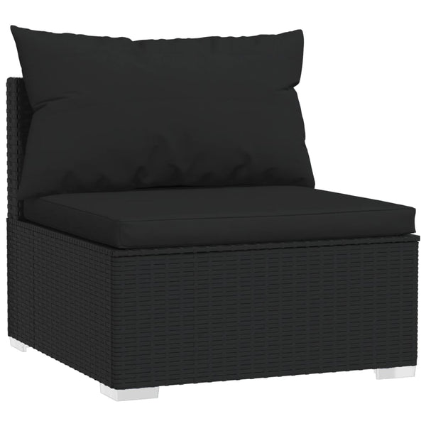 vidaXL 11-Piece Garden Lounge Set with Cushions Poly Rattan Black