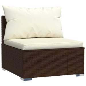 vidaXL 11-piece Garden Lounge Set with Cushions Poly Rattan Brown