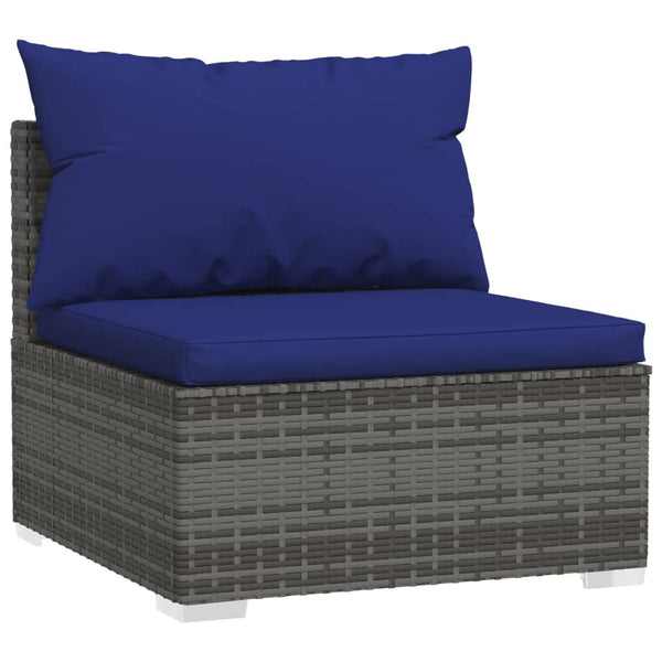 vidaXL 10-piece Garden Lounge Set with Cushions Poly Rattan Grey