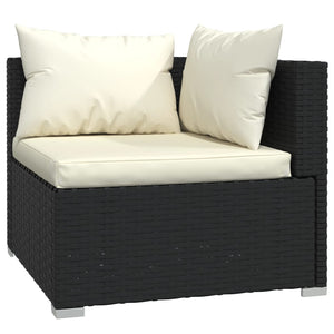 vidaXL 11-Piece Garden Lounge Set with Cushions Poly Rattan Black