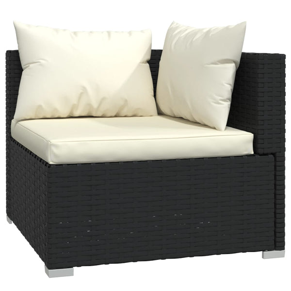 vidaXL 11-Piece Garden Lounge Set with Cushions Poly Rattan Black