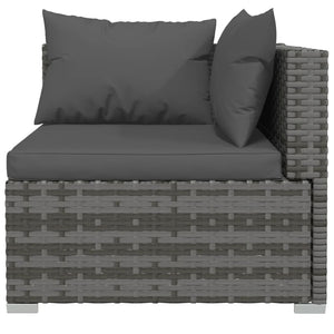 vidaXL 11-Piece Garden Lounge Set with Cushions Poly Rattan Grey