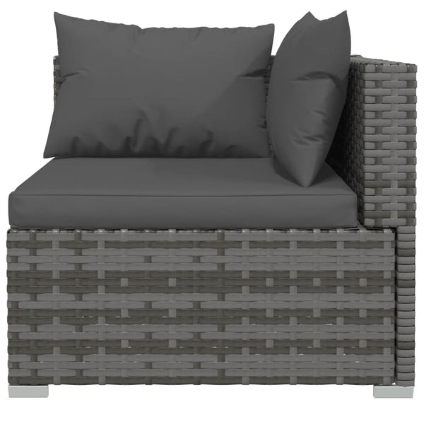 vidaXL 11-Piece Garden Lounge Set with Cushions Poly Rattan Grey