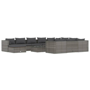 vidaXL 12-piece Garden Lounge Set with Cushions Poly Rattan Grey