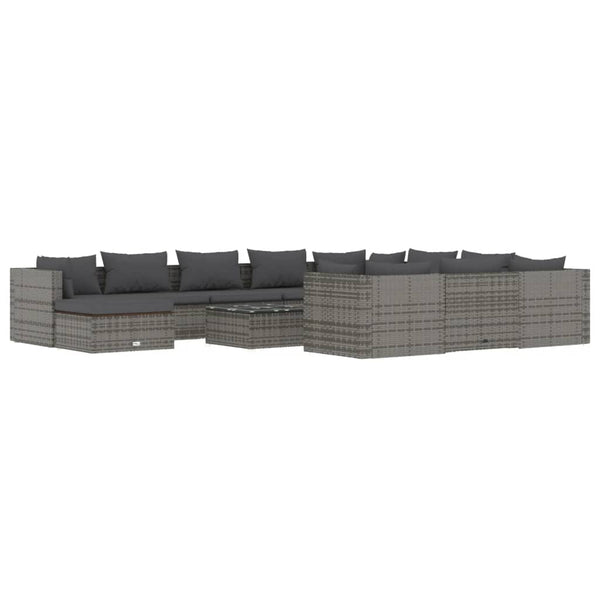 vidaXL 12-piece Garden Lounge Set with Cushions Poly Rattan Grey