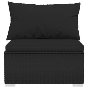 vidaXL 12-Piece Garden Lounge Set with Cushions Poly Rattan Black