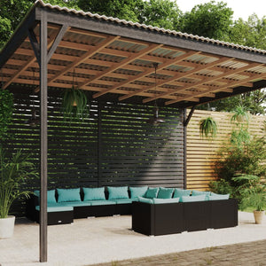 vidaXL 12-Piece Garden Lounge Set with Cushions Poly Rattan Black