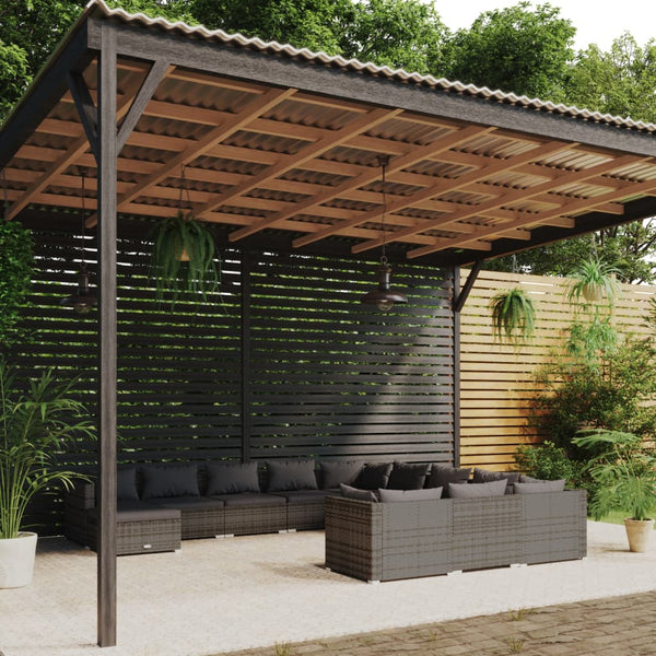 vidaXL 12-piece Garden Lounge Set with Cushions Poly Rattan Grey