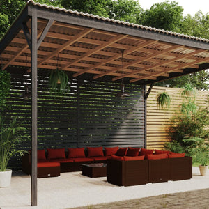 vidaXL 13-Piece Garden Lounge Set with Cushions Poly Rattan Brown