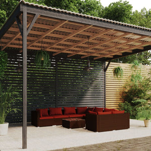 vidaXL 9-piece Garden Lounge Set with Cushions Poly Rattan Brown