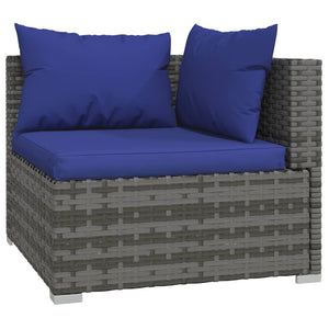 vidaXL 9-piece Garden Lounge Set with Cushions Poly Rattan Grey