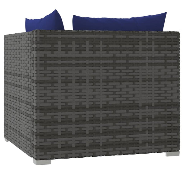 vidaXL 9-piece Garden Lounge Set with Cushions Poly Rattan Grey