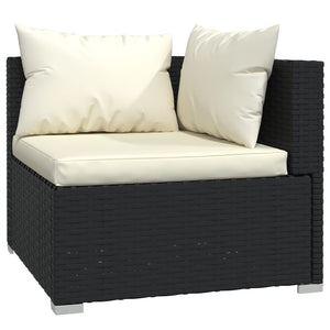 vidaXL 10-piece Garden Lounge Set with Cushions Poly Rattan Black