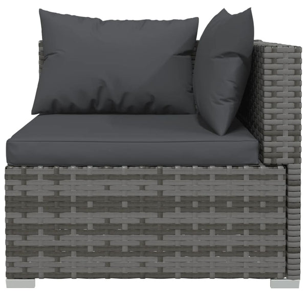 vidaXL 12-Piece Garden Lounge Set with Cushions Grey Poly Rattan