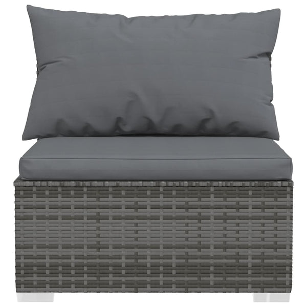 vidaXL 12-Piece Garden Lounge Set with Cushions Grey Poly Rattan