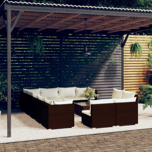 vidaXL 13-Piece Garden Lounge Set with Cushions Brown Poly Rattan