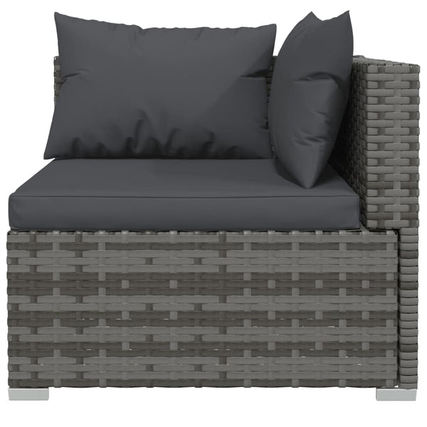 vidaXL 13-Piece Garden Lounge Set with Cushions Grey Poly Rattan