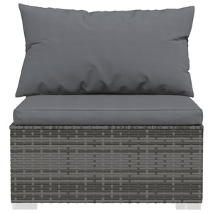 vidaXL 13-Piece Garden Lounge Set with Cushions Grey Poly Rattan