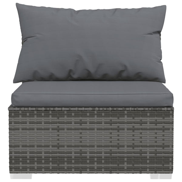 vidaXL 13-Piece Garden Lounge Set with Cushions Grey Poly Rattan