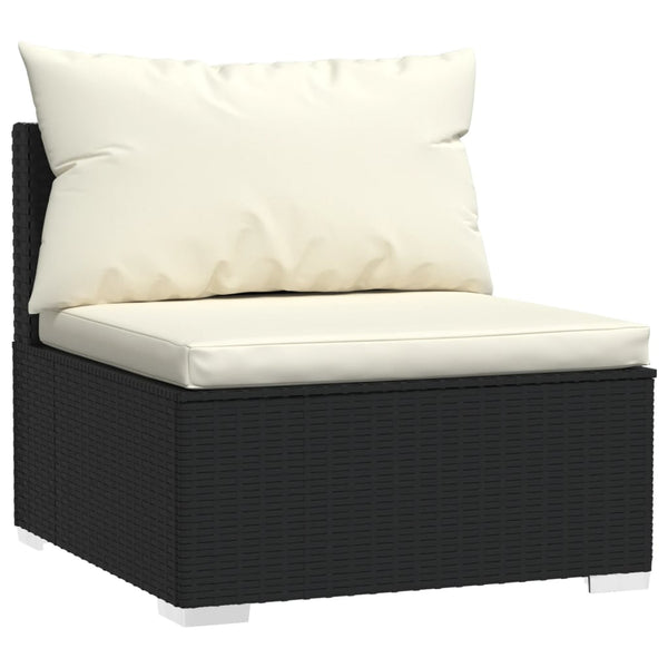 vidaXL 13-piece Garden Lounge Set with Cushions Black Poly Rattan