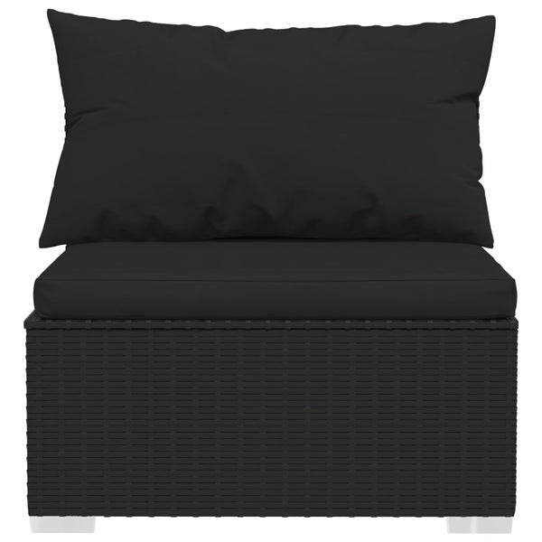 vidaXL 13-piece Garden Lounge Set with Cushions Black Poly Rattan