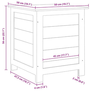 vidaXL Outdoor Cushion Box 50x50x56 cm Solid Firwood