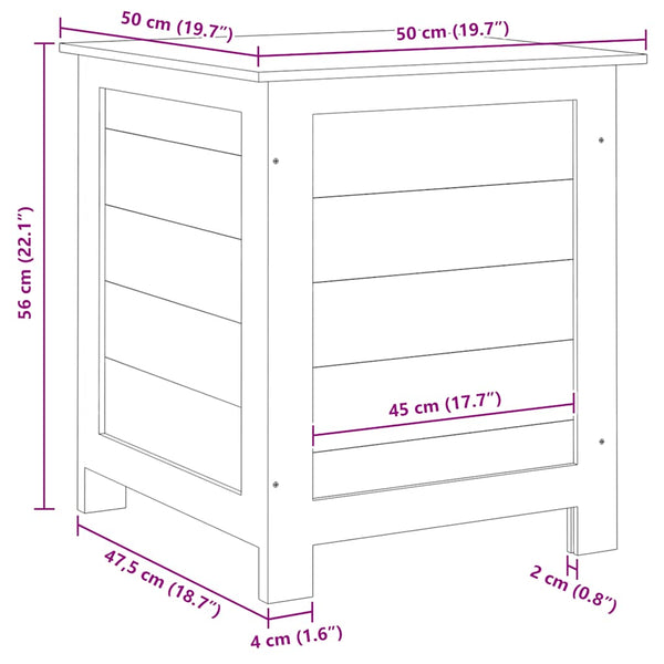 vidaXL Outdoor Cushion Box 50x50x56 cm Solid Firwood