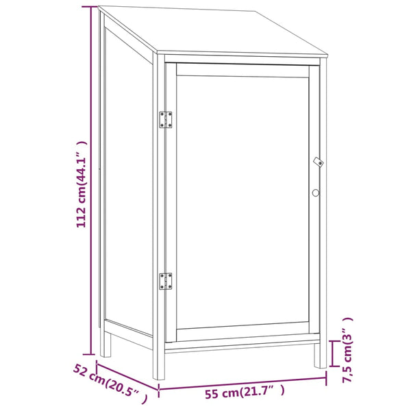 vidaXL Tool Shed Brown 55x52x112 cm Solid Fir Wood