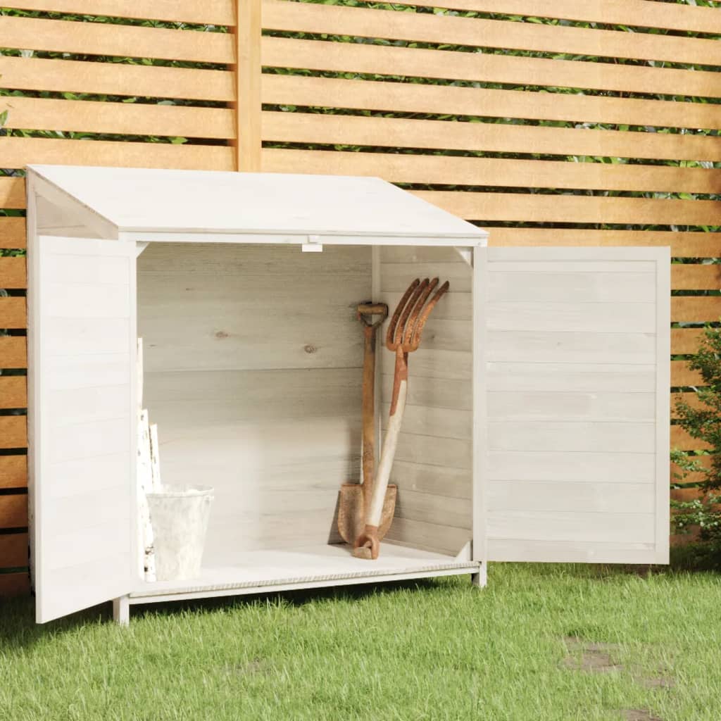 vidaXL Garden Storage Shed White 102x52x112 cm Solid Fir Wood