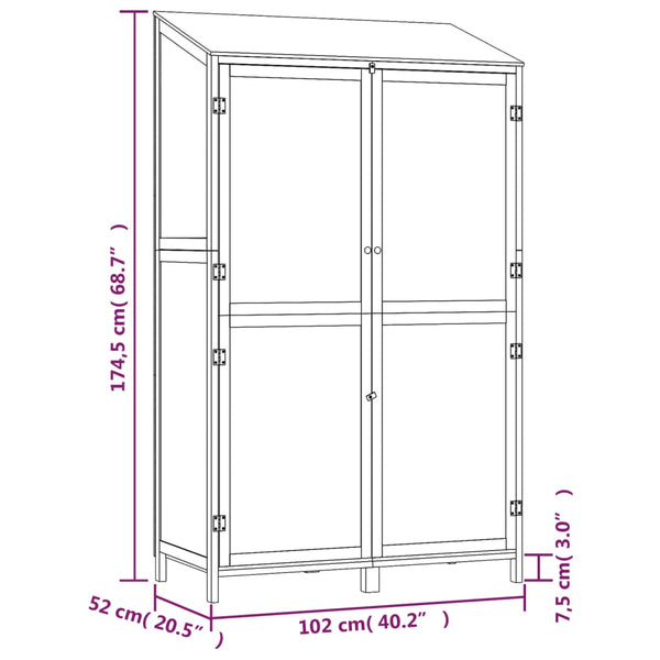 vidaXL Garden Shed Anthracite 102x52x174.5 cm Solid Fir Wood