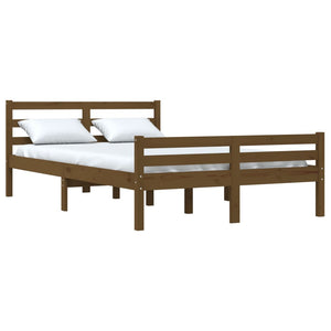 vidaXL Solid Wood Bed Honey Brown 135x190 cm