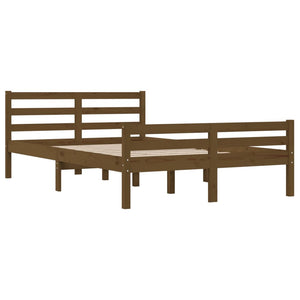 vidaXL Solid Wood Bed Honey Brown 135x190 cm