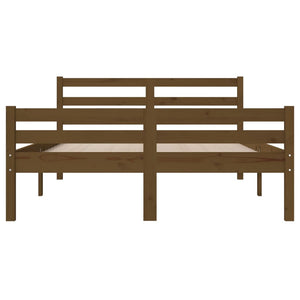 vidaXL Solid Wood Bed Honey Brown 135x190 cm