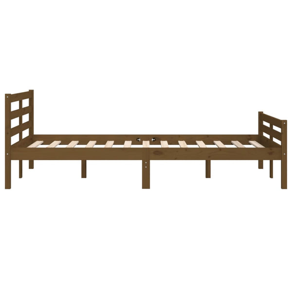 vidaXL Solid Wood Bed Honey Brown 135x190 cm