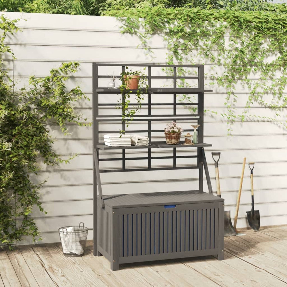 vidaXL Trellis Storage Bench Grey 99x50x160 cm Solid Acacia Wood