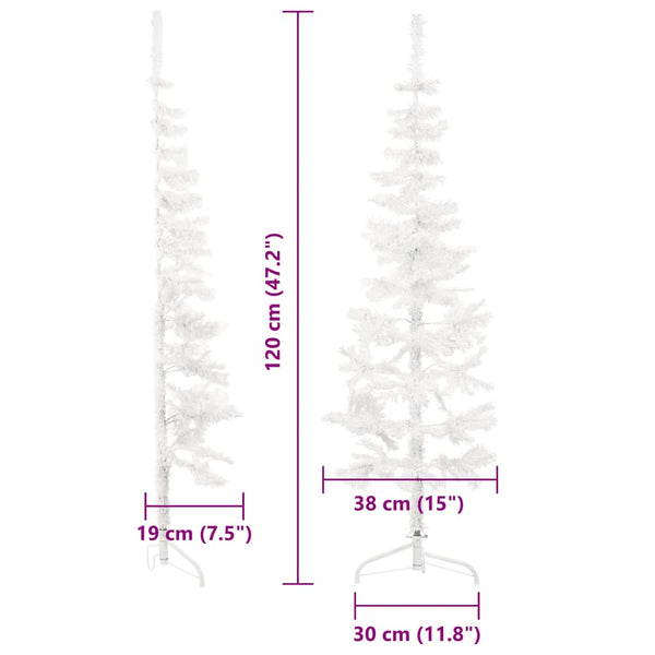 vidaXL Artificial Half Christmas Tree with Stand Slim White 120 cm